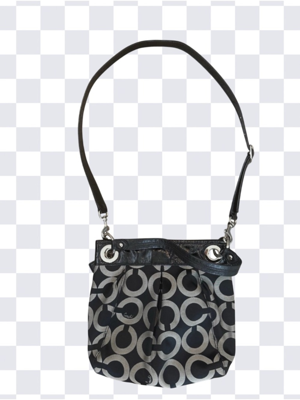 Coach Madison Op Art Signature Sateen Shoulder Crossbody Bag - Picture 5 of 9